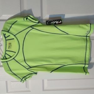 Fila lime green running shirt, short sleeve wicking top, S
